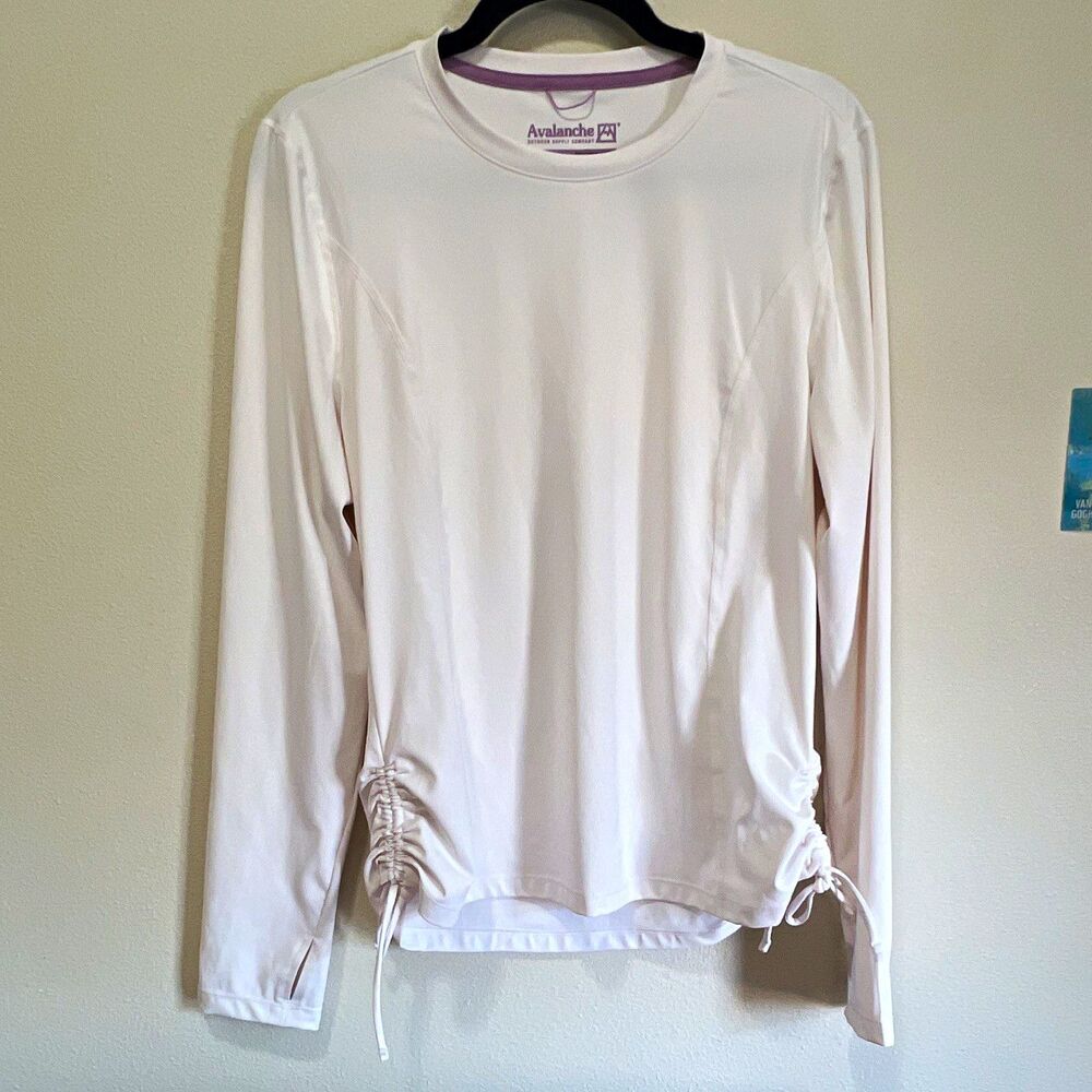 Avalanche Outdoor Supply Co Womens White Drawstring Long Sleeve Crew Neck Tee L